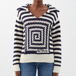 STAUD Alloy Stripe Knit Sweater